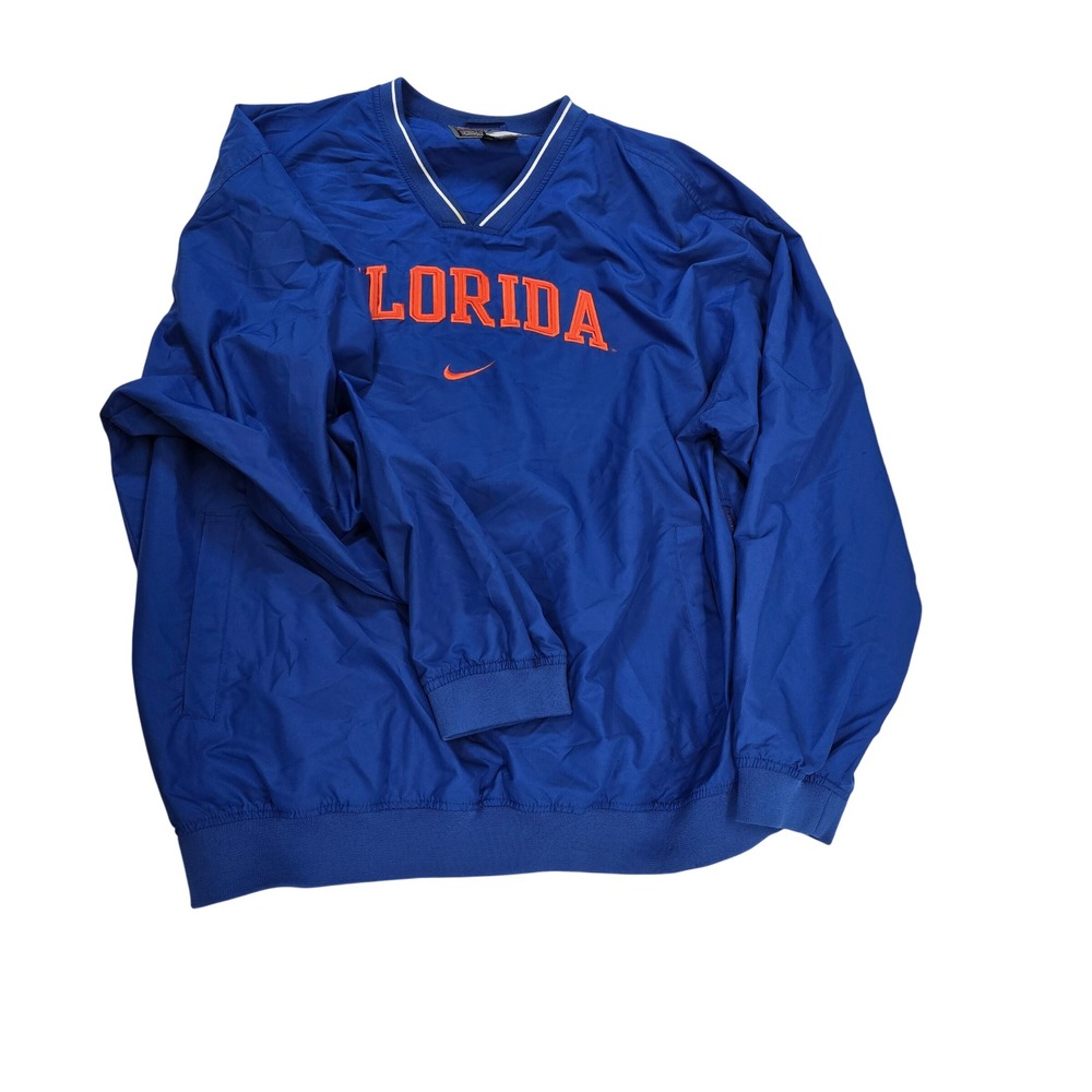 Nike Florida‎ Gators Pullover Long Sleeve V Neck Jacket Men's XXL Blue Orange